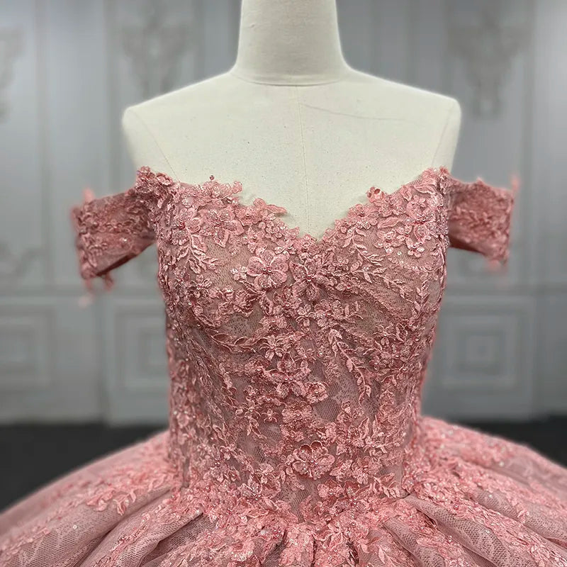 
                      
                        Quinceanera Pink Flower Ball Gown Dress
                      
                    