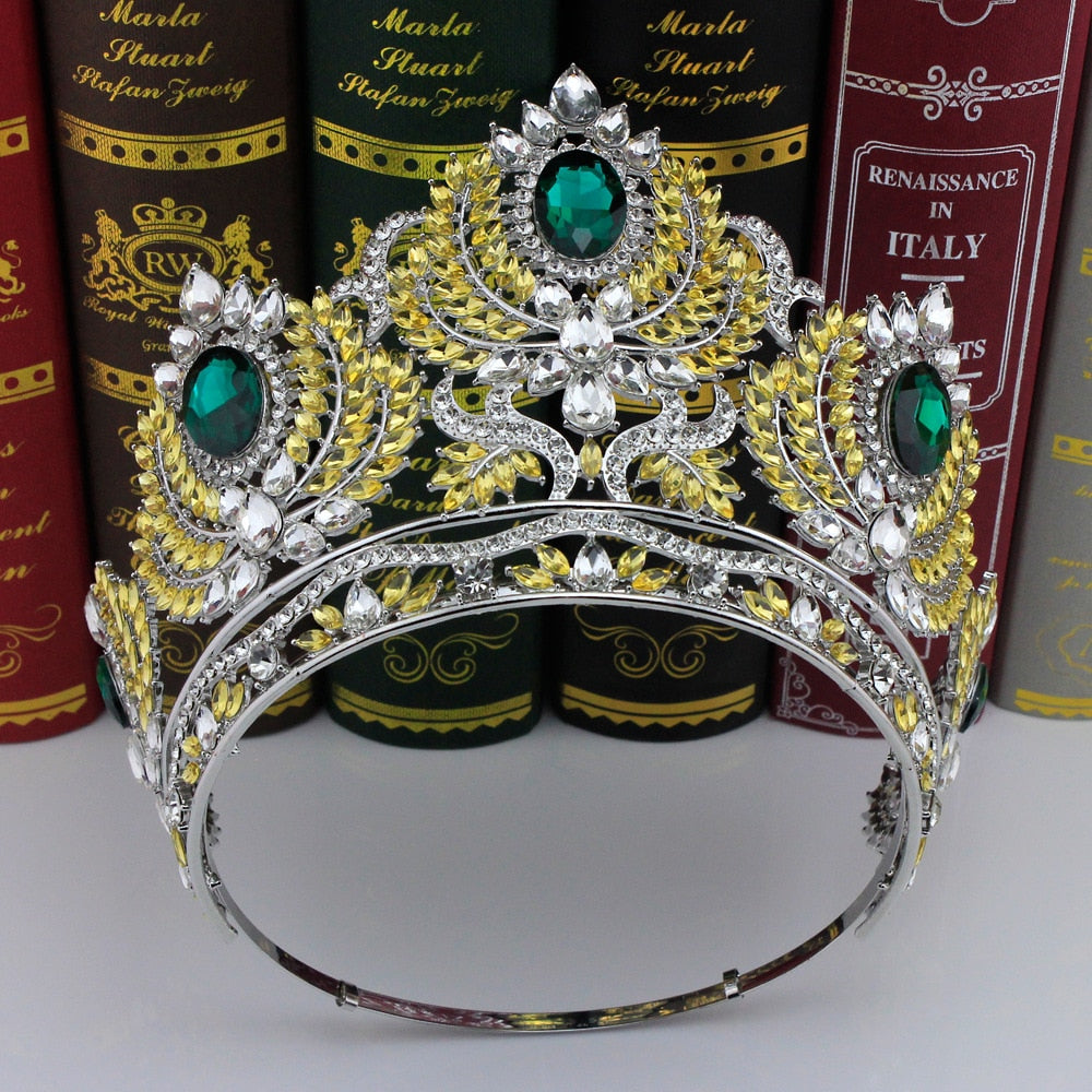 European Pageant Crystal Round Tiaras Crystal Beauty Pageant Accessories