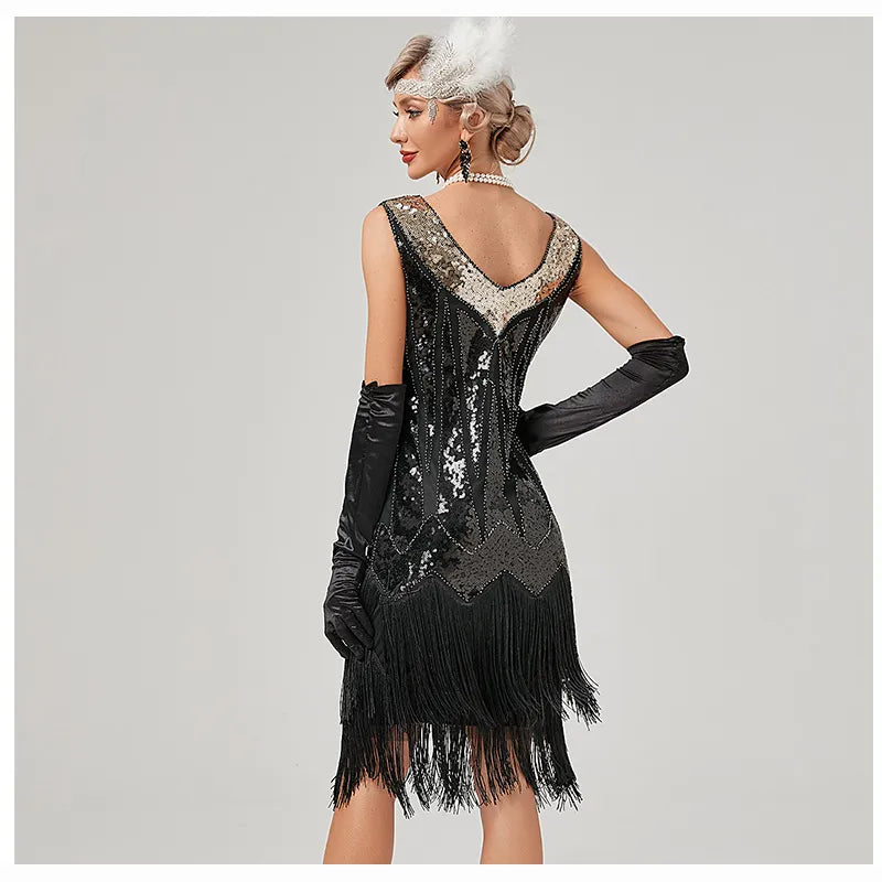 Load image into Gallery viewer, Womans Flapper Dress 1920s Great Gatsby Art Deco Dance Attire
