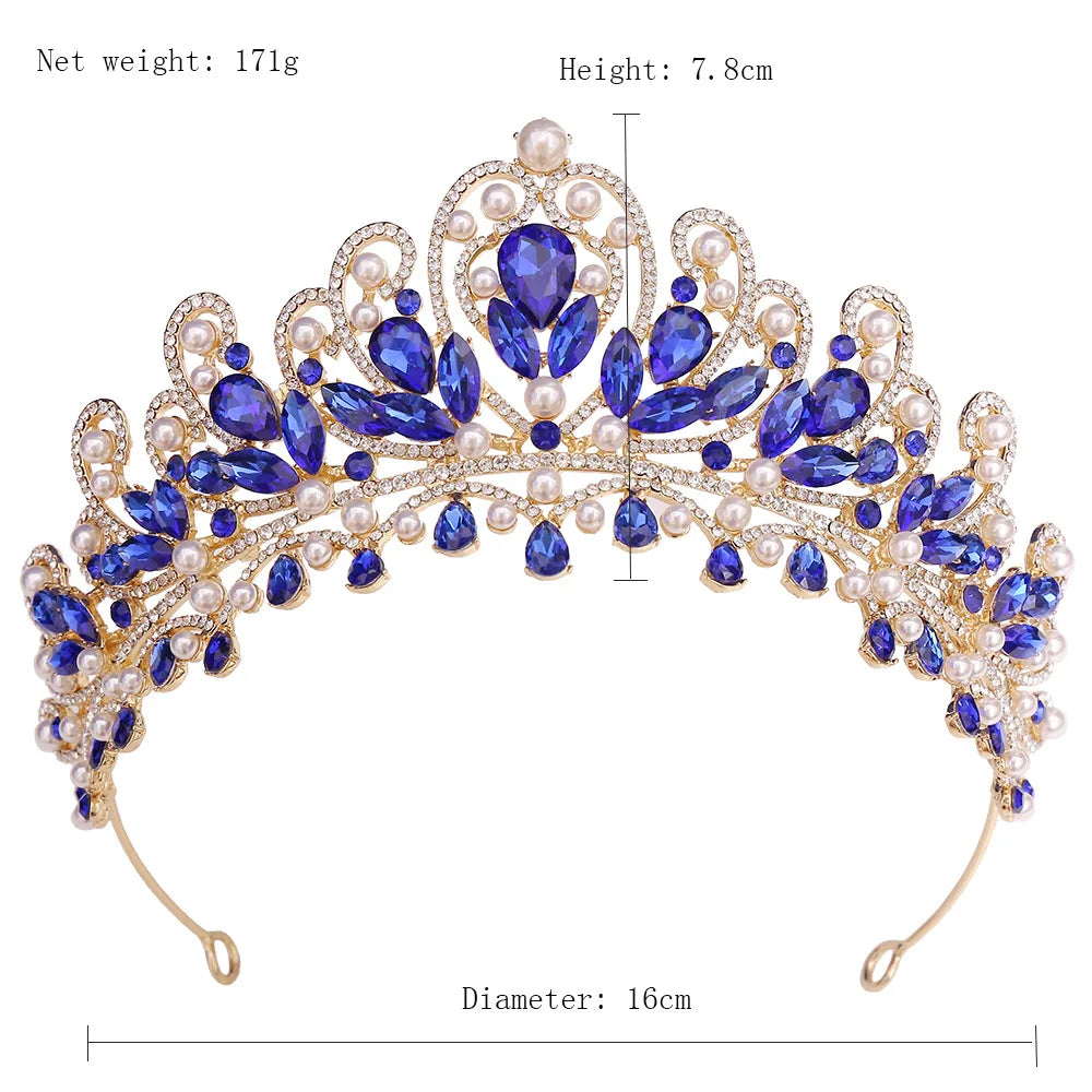 Pearl Royal Queen Crown Crystal Tiara