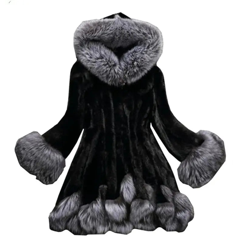 
                      
                        Faux Fur Fox Hooded jacket Plus Size Winter Women's Cloak
                      
                    