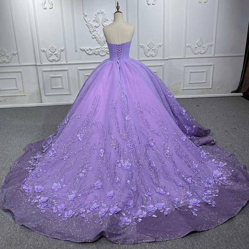 Glitter Party Dress Lace Sweetheart A Line Evening Ball Gown