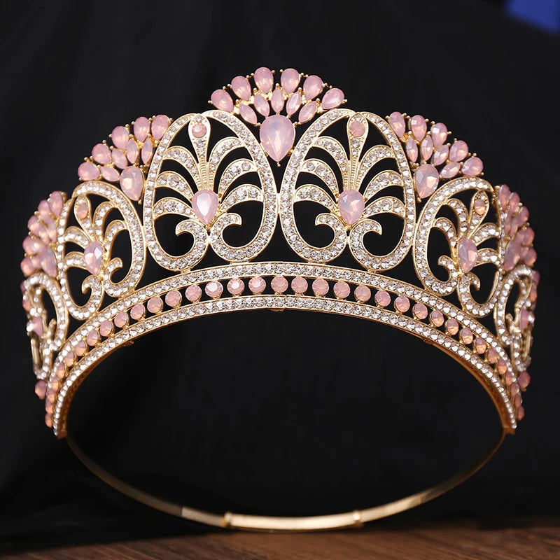 Crystal Round Pageant Crown Hair Tiara Event Hair Accessory, make a grand entrance with this stunning round crystal crown!
