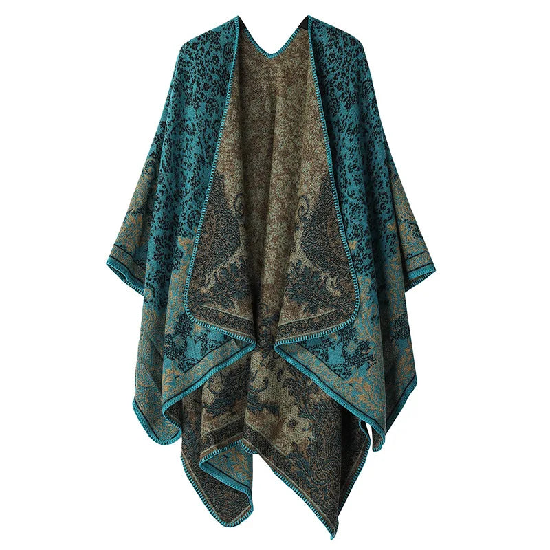 
                      
                        Winter Warm Ponchos and Capes for Women Shawls and Wraps, Floral Pashmina Poncho Cape
                      
                    