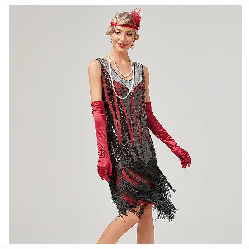1920s Flapper Dress Long Formal Womens Great Gatsby Sequin Costume Cocktail  Prom | eBay