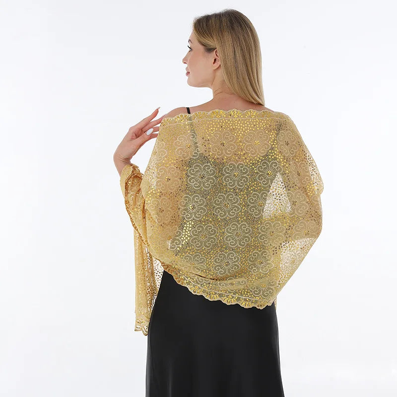 Sequined Embroidered Evening Dresses Shawl Sheer Hollow Wedding Wrap