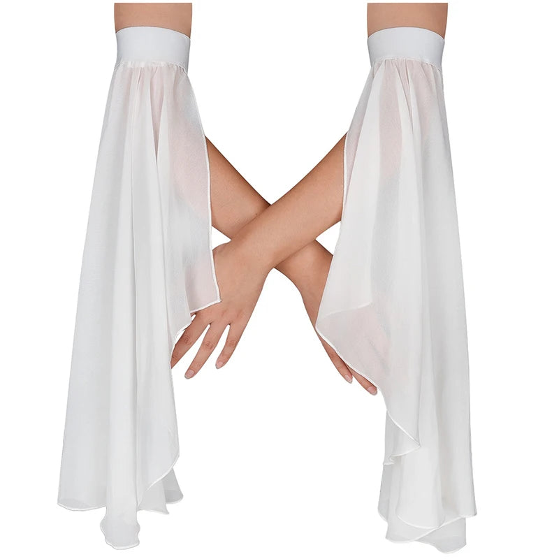 
                      
                        White sheer skirt worn by a person on a white background
                      
                    