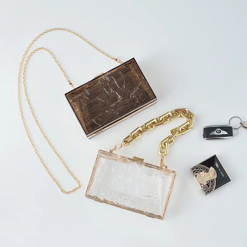 Clear Purse Acrylic Box, Women Evening Clutch Bag, Transparent