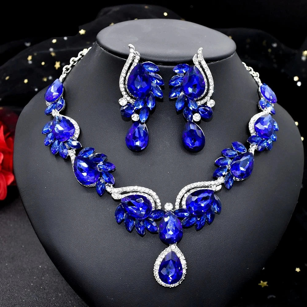 Vintage Necklace Earring Jewelry Set for Women Wedding Party Festival Accessories