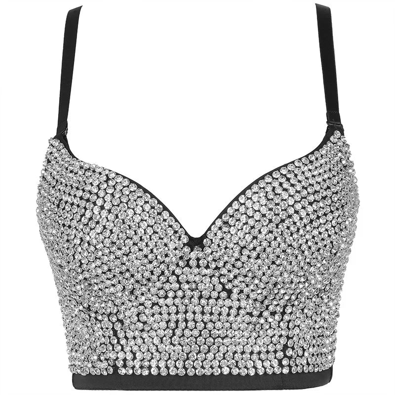 
                      
                        Rhinestone Diamond Sequin Tank Top Corset Crop Tops
                      
                    