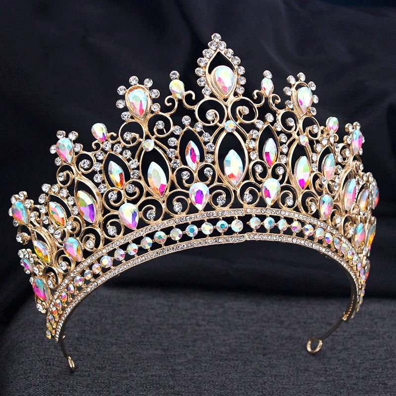 Colorful Royal Queen Wedding Crowns Tiaras for Party Pageant Bridal Wedding Accessories