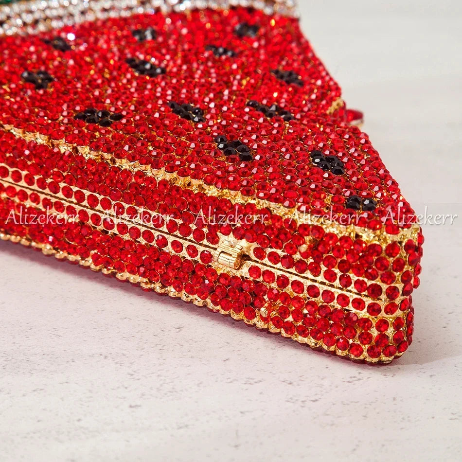 
                      
                        Crystal Pizza Slice Purse Mini Evening Metallic Rhinestone Purse, elevate your evening with this whimsical pizza slice clutch, a conversation-starting accessory
                      
                    