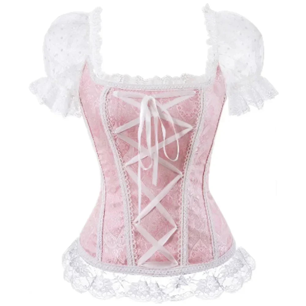 Corset Tops for Women Off-Shoulder Sleeves Vintage Victorian Retro Lace Bustiers
