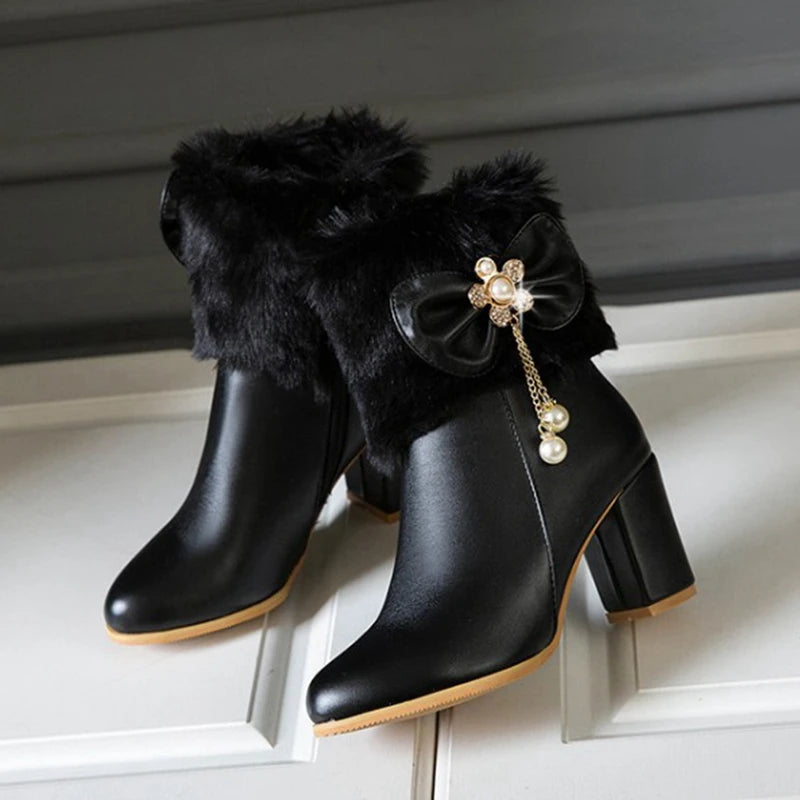 
                      
                        Women's Ankle Boots Tassel Bowtie Fashion Fur Party Wedding Shoes
                      
                    