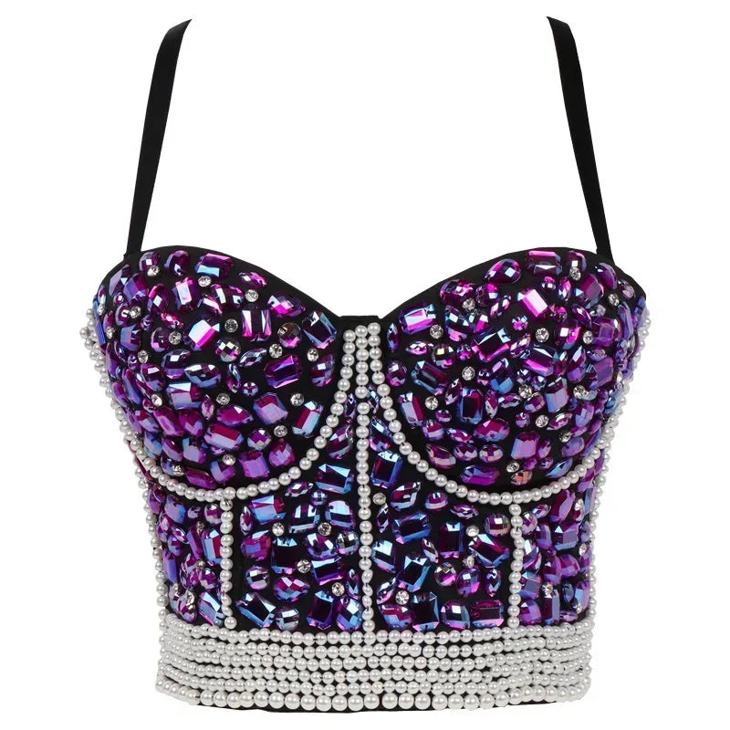 
                      
                        Rhinestone Diamond Sequin Tank Top Corset Crop Tops
                      
                    