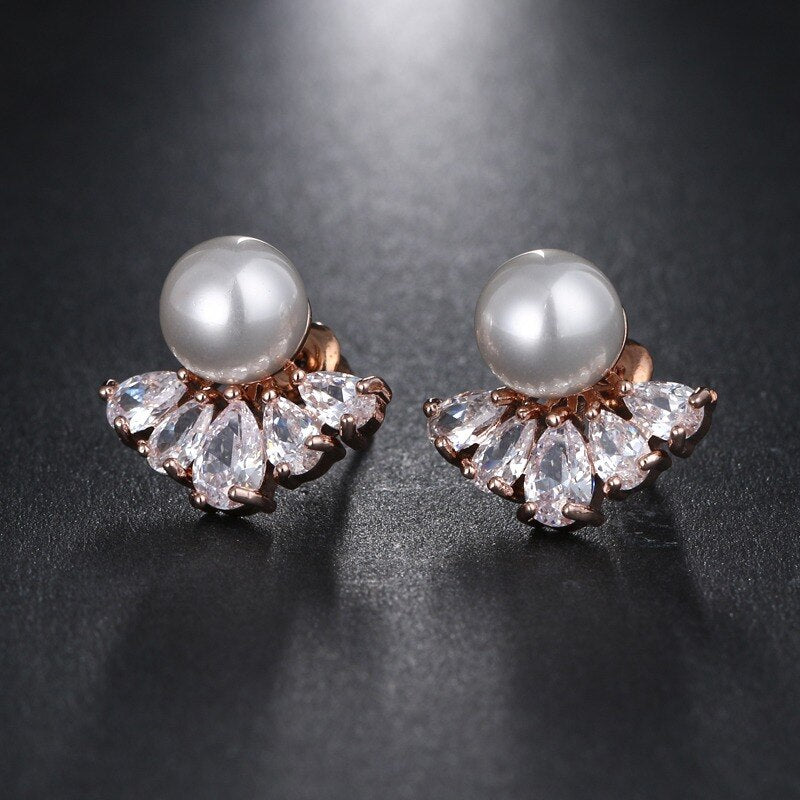 Load image into Gallery viewer, Fashion Imitation Pearl Drop Cubic Zirconia Wedding Earrings
