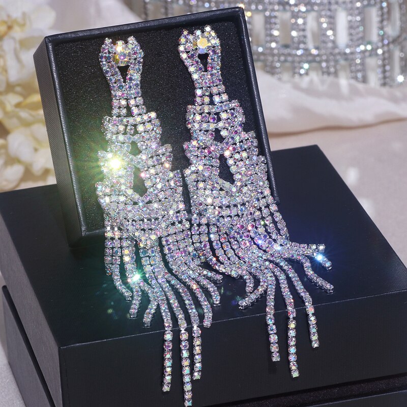 
                      
                        Fashion Long Tassel Rhinestone Crystal Earrings for Women Party Jewelry Accessory
                      
                    