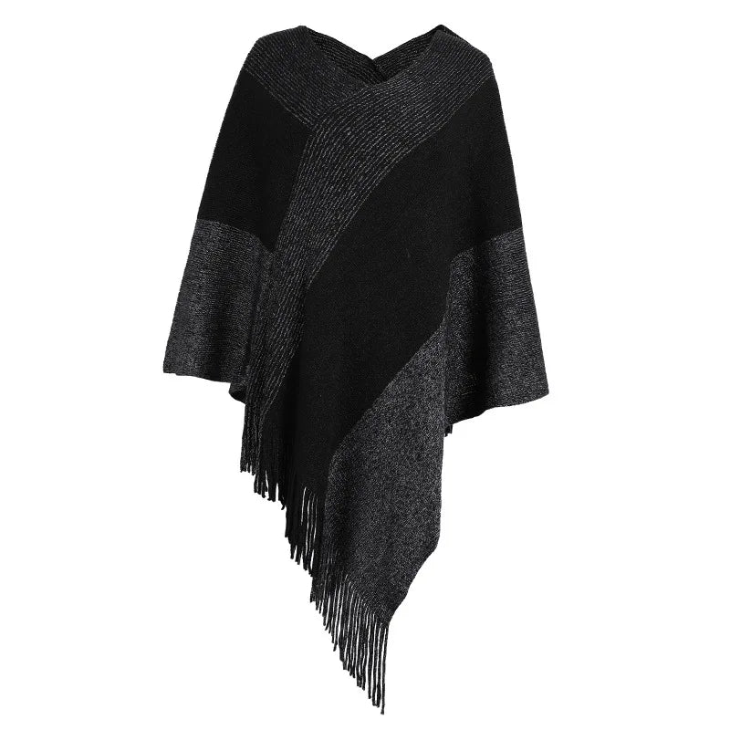 
                      
                        Autumn Winter Contrast Cloak Shawl Fashion Street  Poncho Capes
                      
                    