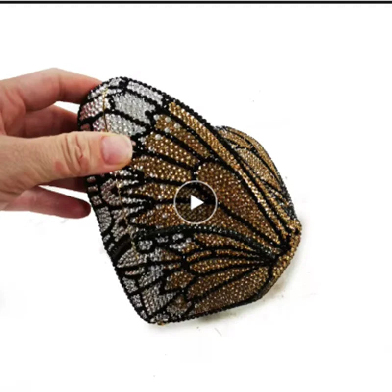 
                      
                        Colorful butterfly-shaped clutch bag mini purse for formal events with crystal beadwork 
                      
                    