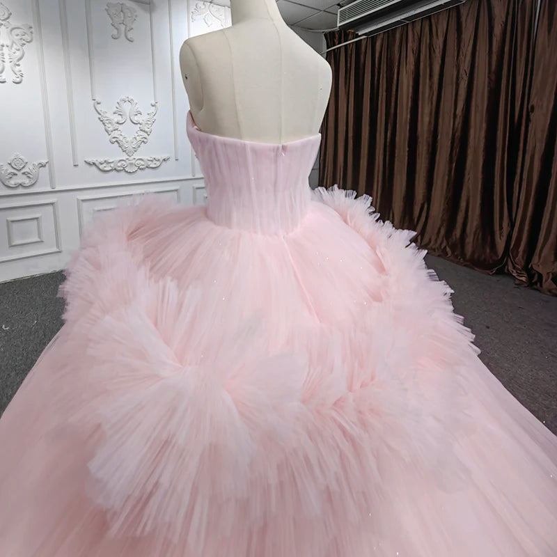 
                      
                        Pink Quinceanera Dress For Girls Strapless Sleeveless Lace Up  Party Ball Gown
                      
                    