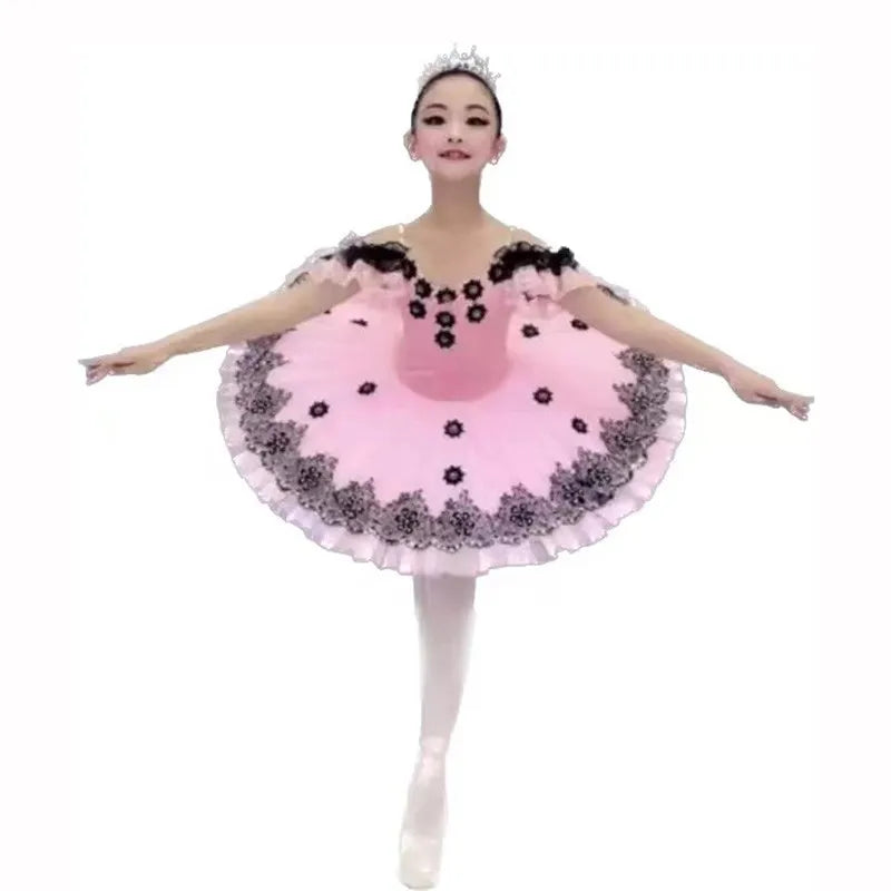 Girls Ballet Pancake Tutu Skirt Professional Performance Dress