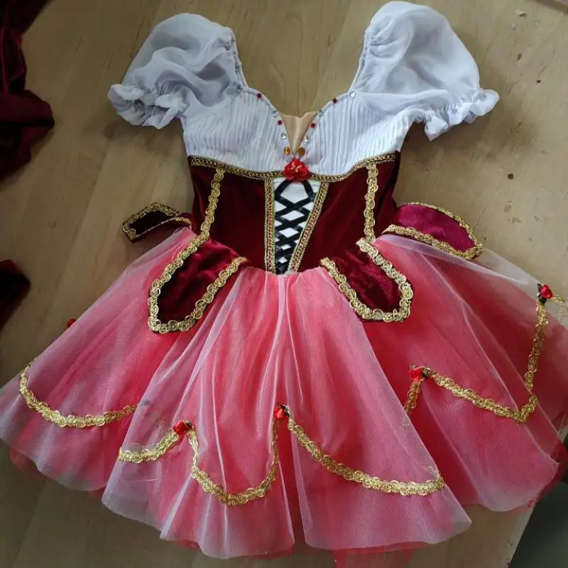 Girls Performance Red Giselle Ballet Dance Costume