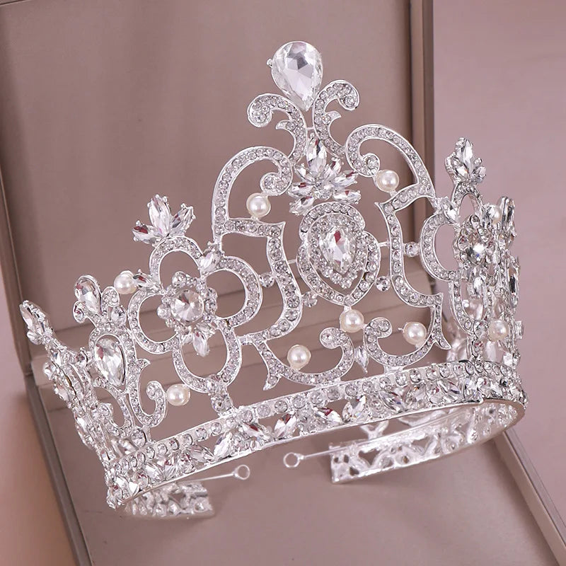 
                      
                        Crystal Rhinestone Pearls Party Pageant Tiara Crown Accessory
                      
                    