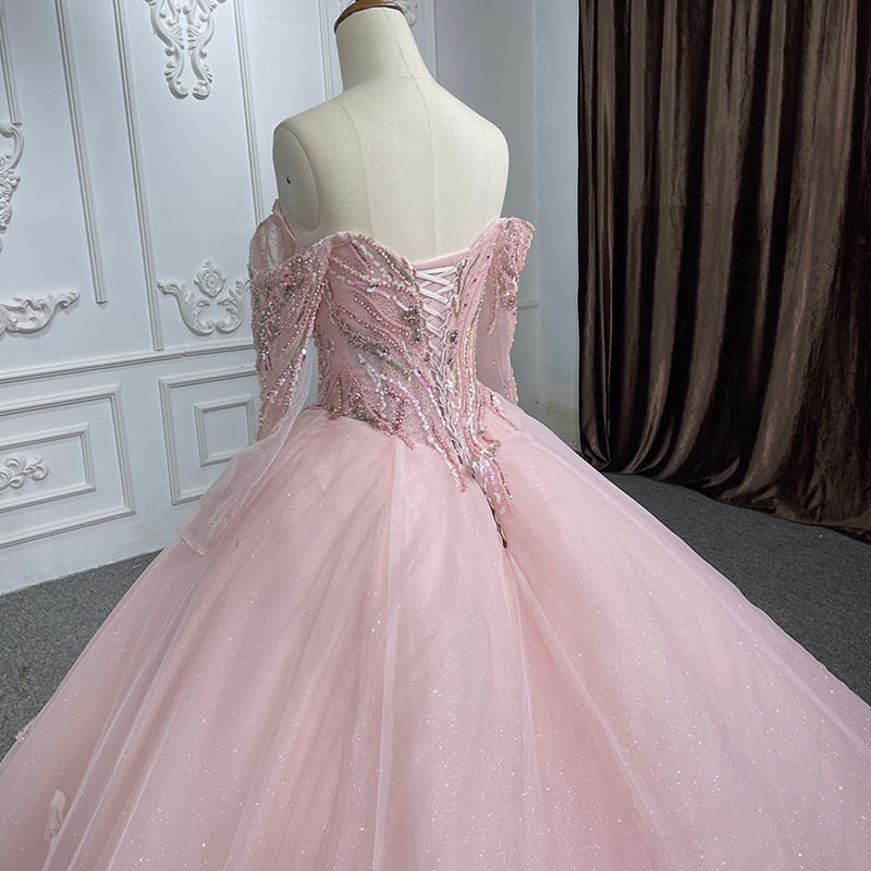 Elegant Quinceanera Pink Ball Gown Dress – TulleLux Bridal Crowns ...