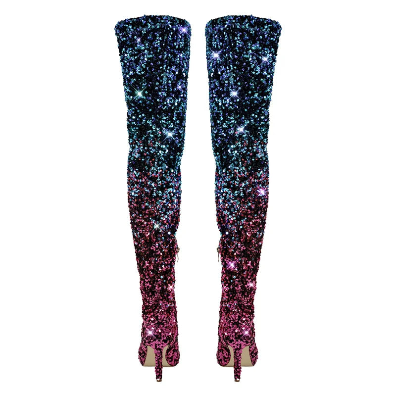 glitter over the knee ladies bling boots