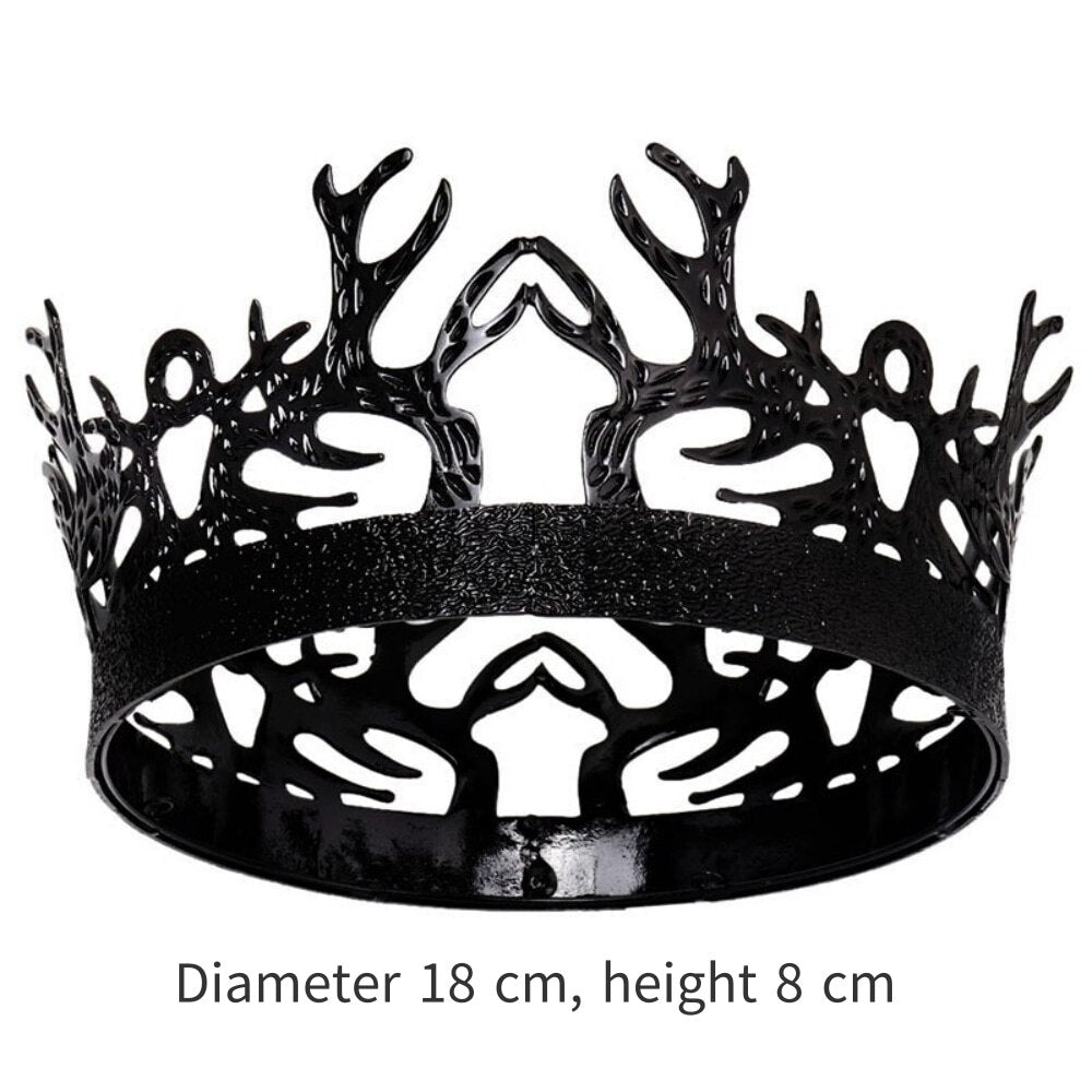Load image into Gallery viewer, Witch Tiara Royal Men Round Black Crown King Hair Accessory
