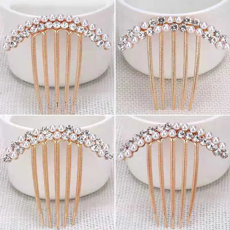 
                      
                        5 Teeth Hair Side Combs Pearl Crystal Wedding Bridal  Hair Comb Accessory
                      
                    