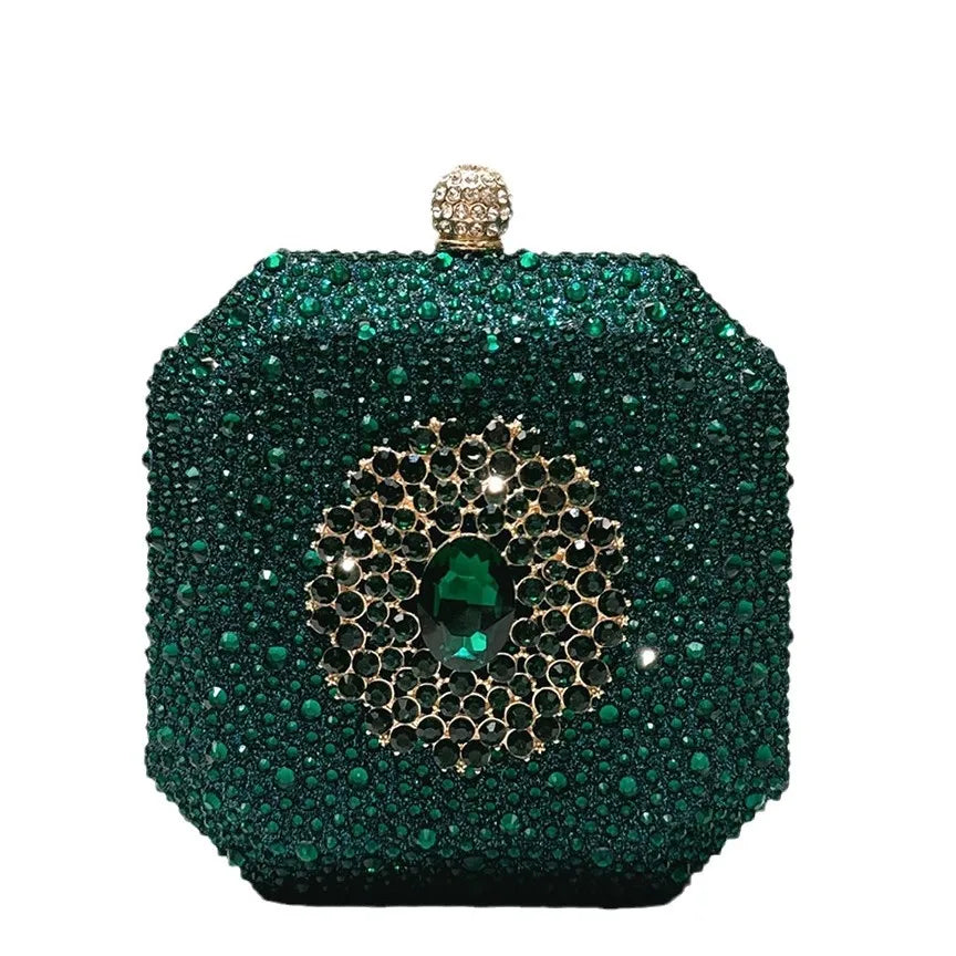 
                      
                        Mini Crystal Evening Clutch Metal Box  Wedding Small Party Purse, elevate your evening ensemble with this crystalline minaudiere
                      
                    