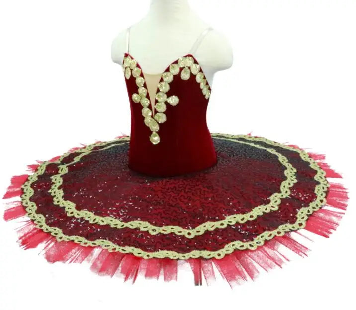 Classical Royal Red Ballet Platter Pancake Tutu Dress