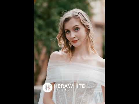 
                      
                        Load and play video in Gallery viewer, Plunging V-Neck Beaded Crepe Fit and Flare Wedding Dress
                      
                    