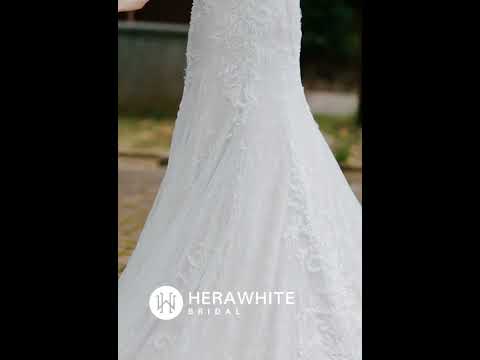 
                      
                        Load and play video in Gallery viewer, Classic V Neck Allover Lace Fit and Flare Wedding Dress
                      
                    
