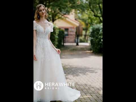
                      
                        Load and play video in Gallery viewer, Sparkly A-Line Wedding Dress with Beaded Spaghetti Straps
                      
                    