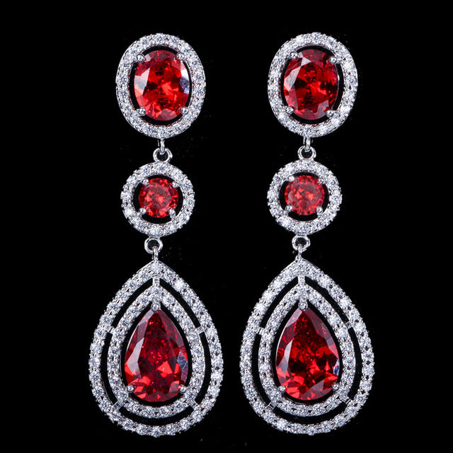 Cubic Zirconia Super Luxury Micro Full Round Crystal Dangling Long Drop Earrings