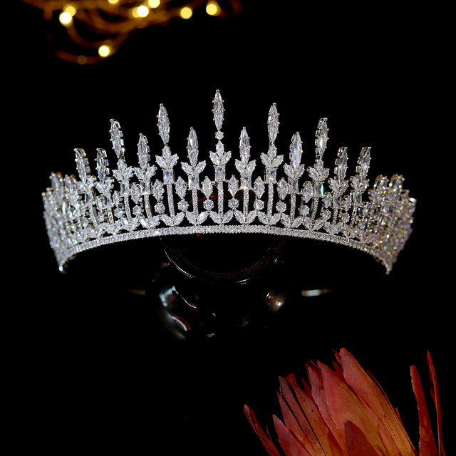 Cubic Zirconia Crystal Crown Wedding Hair Accessory Bridal Elegant Tiara