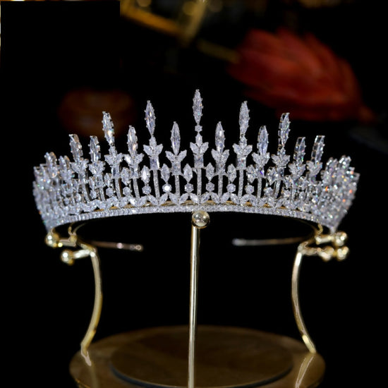 Cubic Zirconia Crystal Crown Wedding Hair Accessory Bridal Elegant Tiara