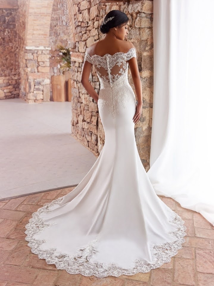 Crepe Satin Mermaid Lace Wedding Bridal Dress