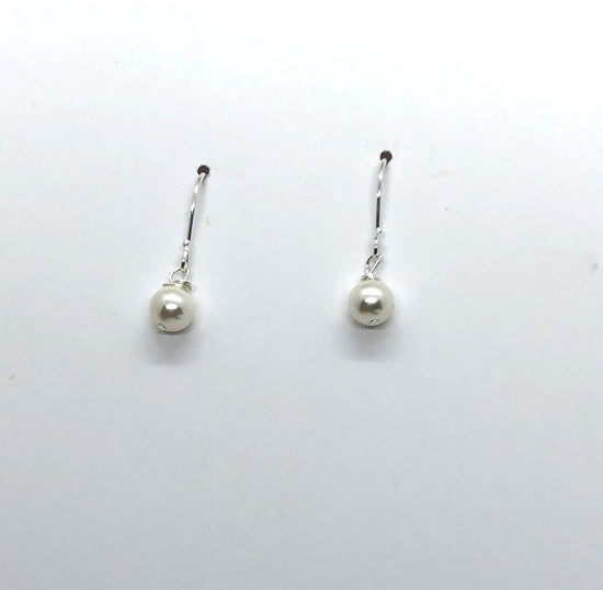 Pearl Drop Silver Earrings - TulleLux Bridal Crowns &  Accessories 