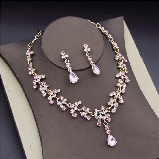 Load image into Gallery viewer, Fashion Bridal Jewelry Earring Necklace Set Rhinestone Crystal Wedding Set
