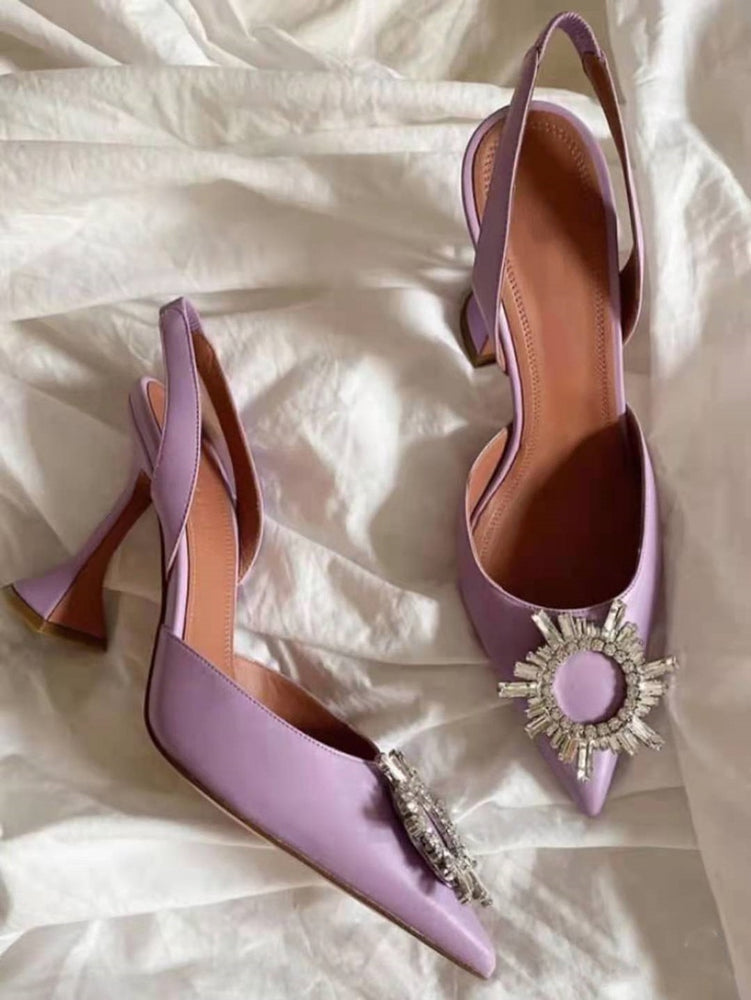 
                      
                        Crystal Slingback High Heels Shoes Triangle Heel Party Shoes
                      
                    