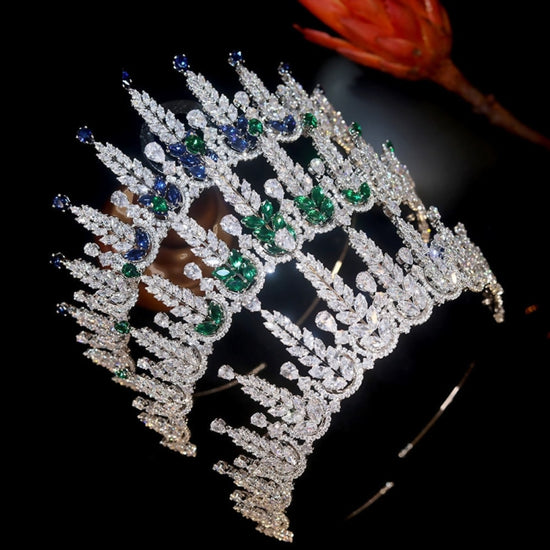 Cubic Zirconia Princess Queen Crown For Wedding Bridal Tiara Hair Accessory