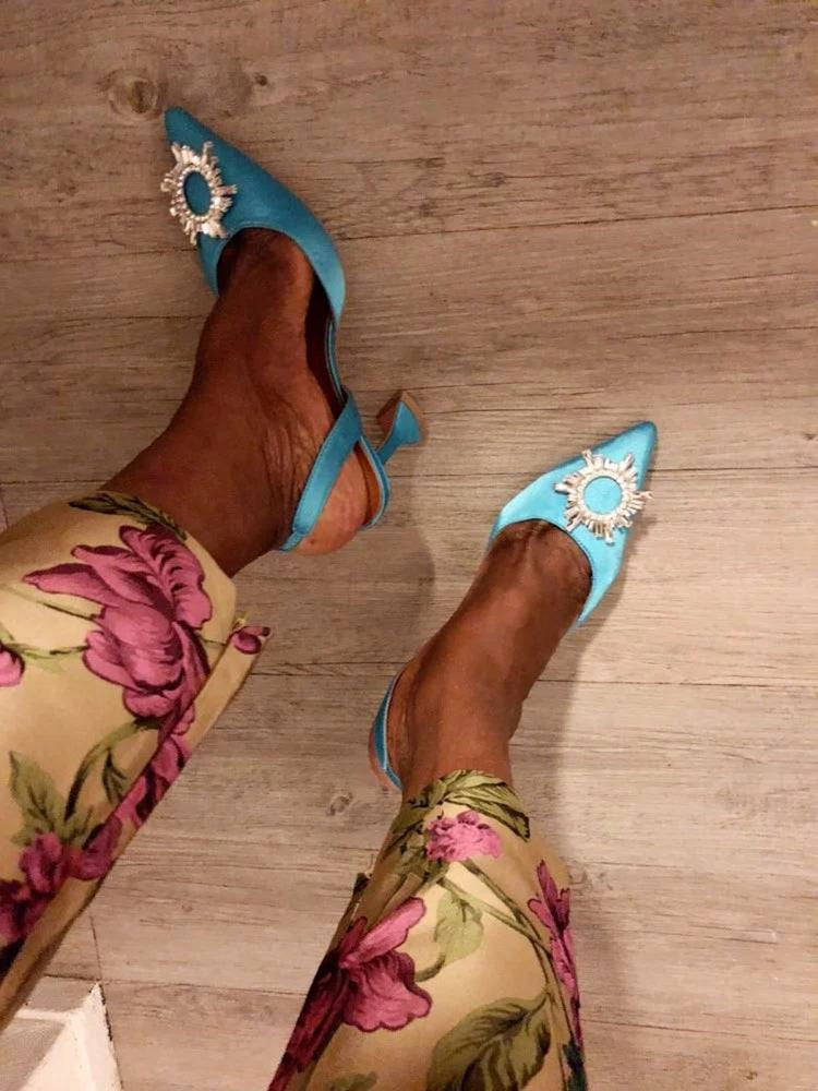 
                      
                        Crystal Slingback High Heels Shoes Triangle Heel Party Shoes
                      
                    