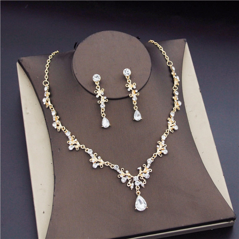 Load image into Gallery viewer, Fashion Bridal Jewelry Earring Necklace Set Rhinestone Crystal Wedding Set
