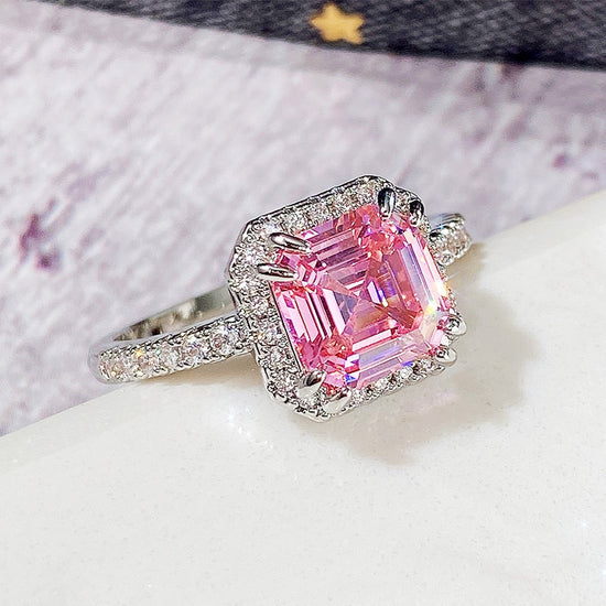 Load image into Gallery viewer, Square Pink Cubic Zirconia Ring Fashion Accessories for Party Birthday Gift  Jewelry
