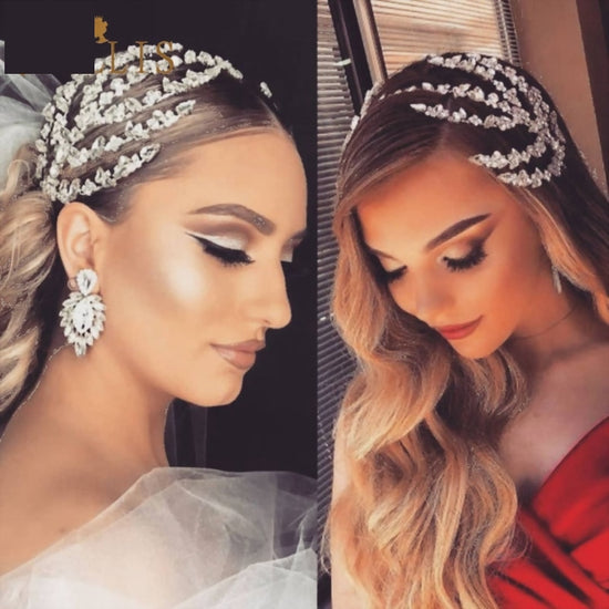 Load image into Gallery viewer, Baroque Crystal Hair Jewelry Rhinestone Headband Wedding Crown Tiara
