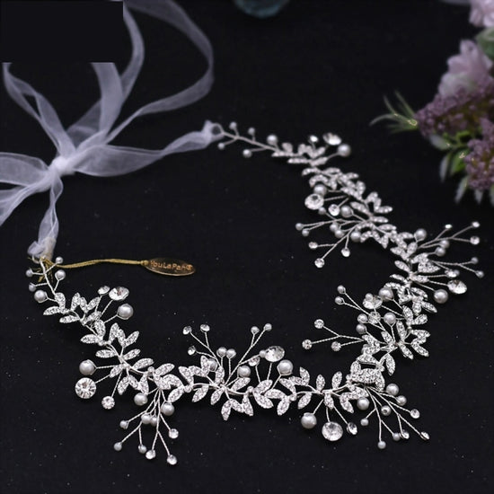 Bridal Crystal Rhinestone Headband Leaf Wedding Headpiece Tiara