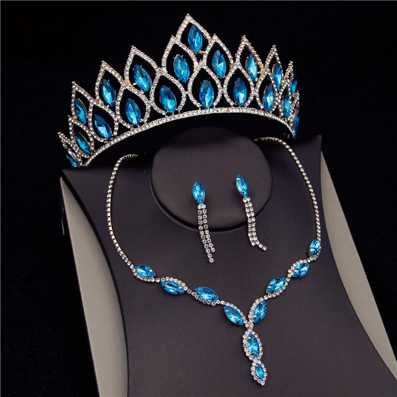Load image into Gallery viewer, Crystal Bridal Jewelry Sets Fashion Tiara Crown Necklaces Earring Set
